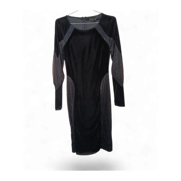 New with tags Donna Karan New York Black Mesh Velvet Sequin Dress Size 4 $495 - Picture 3 of 16